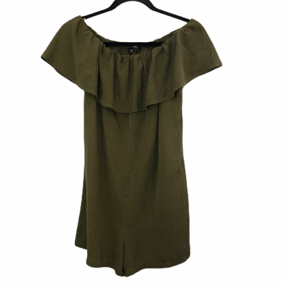 ZARA Green Off The Shoulder Romper Sz XS